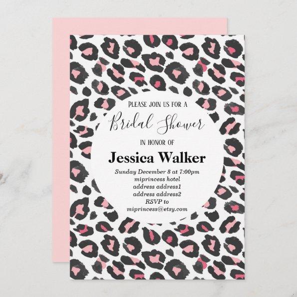 pink animal print, Leopard ,cheetah bridal shower Invitations