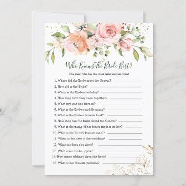 Pink Apricot Rose Foliage Who knows the Bride Best Invitations