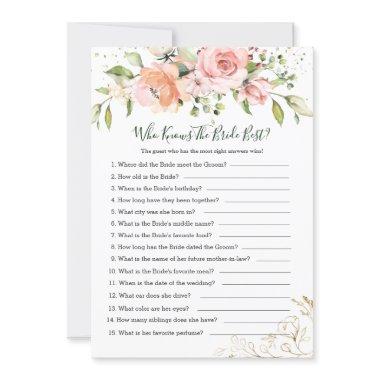 Pink Apricot Rose Foliage Who knows the Bride Best Invitations