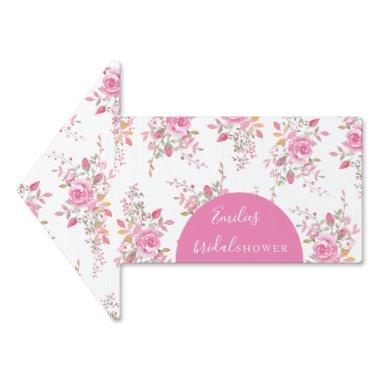 Pink Arch Flowers Bridal Shower Cart Direction Sign