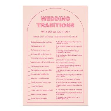 Pink arch wedding traditions bridal shower game flyer