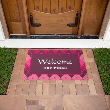 Pink Argyle, Bubblegum Pink, Hot Pink, Pale Pink Doormat