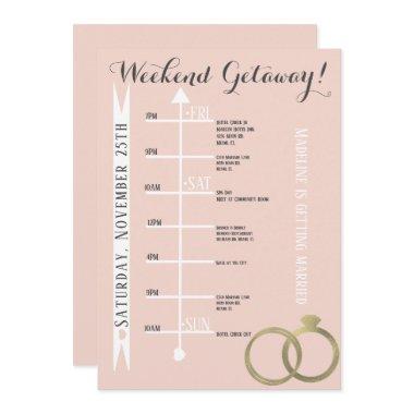 Pink Bachelorette Weekend Getaway Foil Ring- Gray Invitations