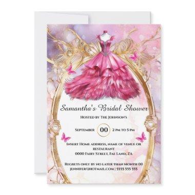 Pink ballgown floral butterfly bride to be bridal