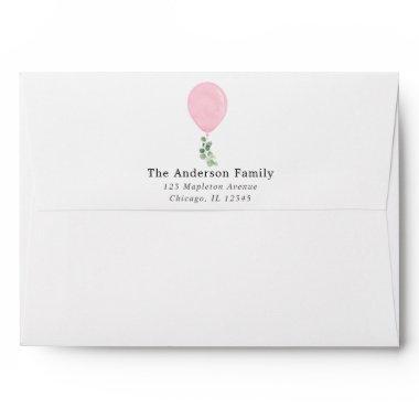 Pink balloon eucalyptus white envelopes