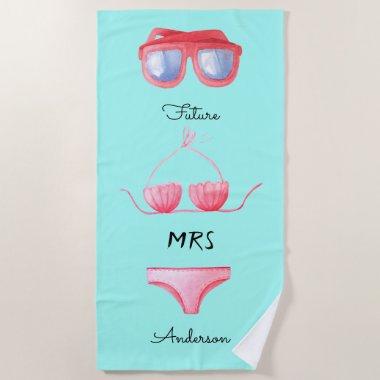 Pink Bikini Turquoise Future Mrs Beach Towel