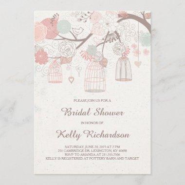 Pink Birdcage Bridal Shower Invitations