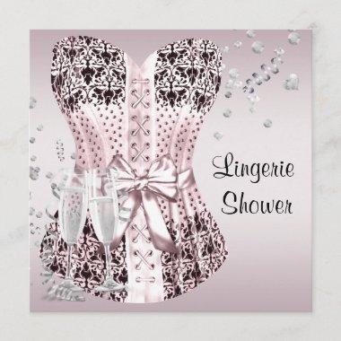 Pink Black Corset Lingerie Bridal Shower Invitations