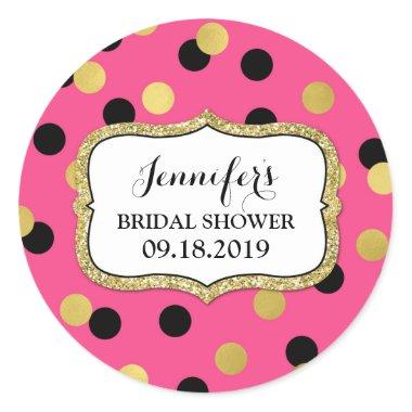 Pink Black Gold Confetti Bridal Shower Favor Tag