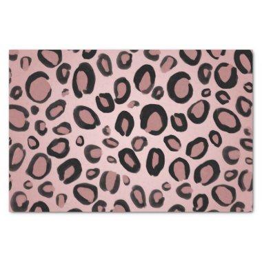 Pink & Black Painted Cheetah Leopard Print Spots Tissue Paper
