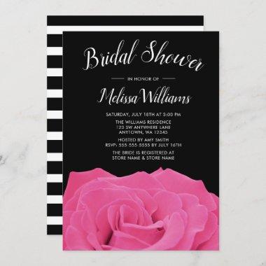 Pink & Black Rose Bridal Shower Invitations