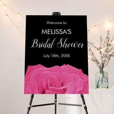 Pink Black Rose Bridal Shower Welcome Foam Board