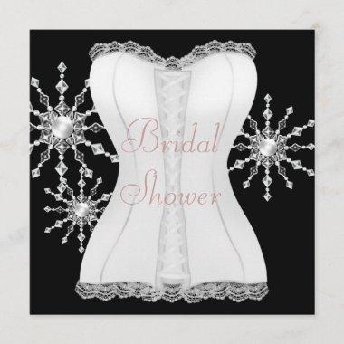 Pink Black White Corset Snowflakes Bridal Shower Invitations