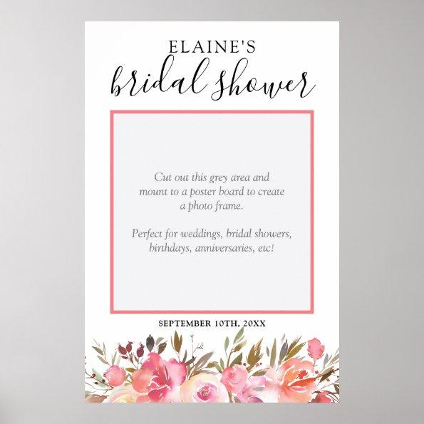 Pink Bloom Floral Wedding Bridal Party Photo Prop Poster