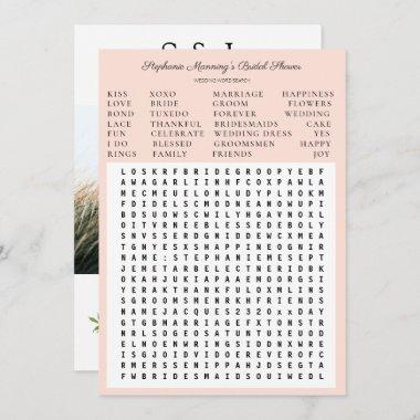 Pink Blooming Floral Bridal Shower Word Search Invitations
