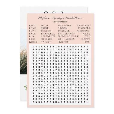 Pink Blooming Floral Bridal Shower Word Search Invitations