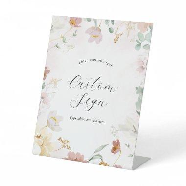 Pink Blooming Flowers Custom Text Sign