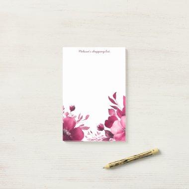 Pink Blooms Grocery Shopping List CUSTOM Post-it Notes