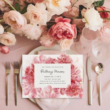 Pink Blossoms  Gold Foil