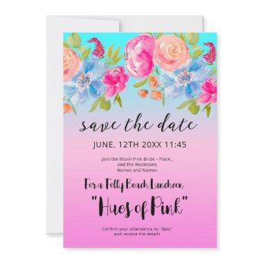 pink Blue Beach Gradient Bridal Save the Date