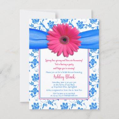 Pink Blue Gerbera Daisy Bridal Shower Invitations