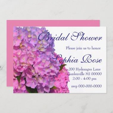 Pink Blue Hydrangeas elegant pink purple flowers Invitations