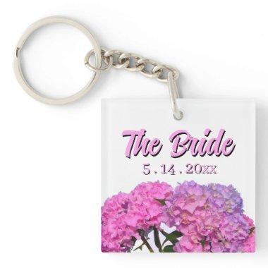 Pink Blue Hydrangeas pink purple flowers the Bride Keychain