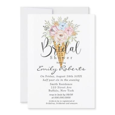 Pink Blue Sage Ice Cream Cone Bridal Shower Invit Invitations