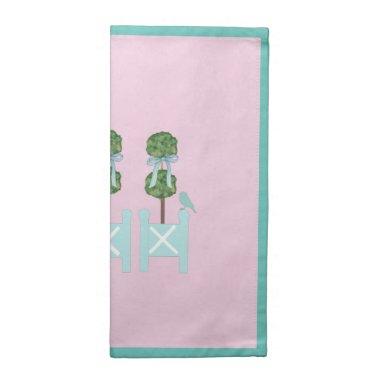 Pink Blue Topiary Turquoise Bird Birds Cloth