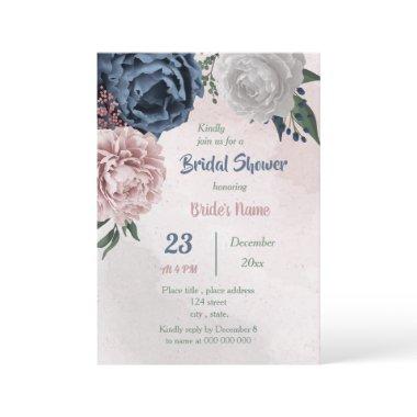 pink blue & white floral greenery