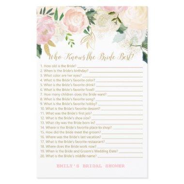 Pink Blush and Gold Bridal Shower Game PRINTED