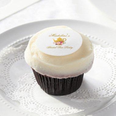 Pink Blush and Gold Floral  Tea Party Edible Frosting Rounds