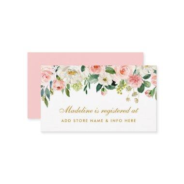 Pink Blush Bridal Shower Gold Registry Insert Card