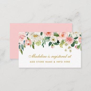 Pink Blush Bridal Shower Gold Registry Insert Card
