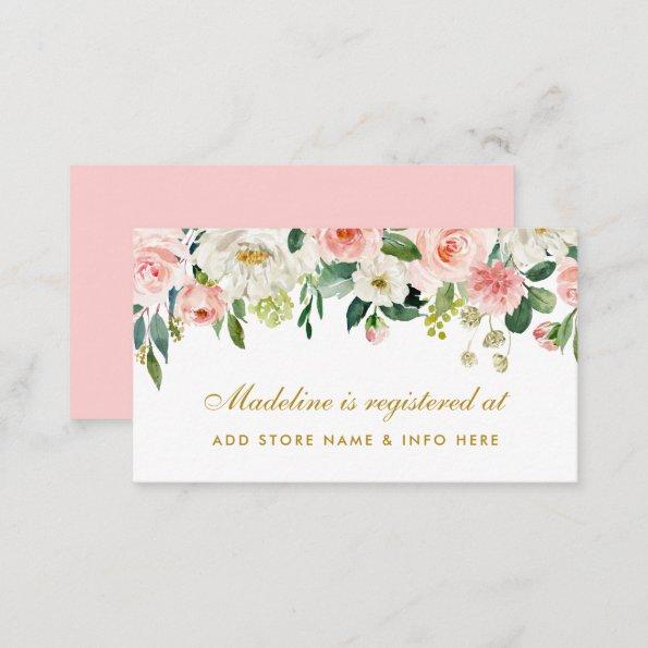 Pink Blush Bridal Shower Gold Registry Insert Card