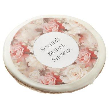Pink Blush Cream Rose Floral  Sugar Cookie