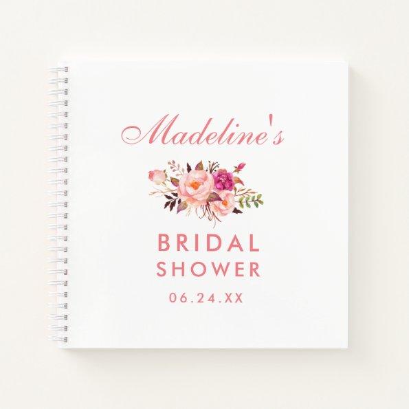 Pink Blush Floral Bridal Shower Gift List Square Notebook