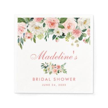 Pink Blush Floral Bridal Shower Napkins