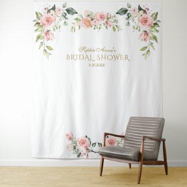 Pink Blush Floral Bridal Shower Photo Prop Tapestry