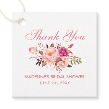 Pink Blush Floral Bridal Shower Thank You Favor Tags