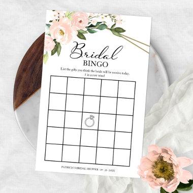 Pink Blush Floral Geometric Bridal Shower Bingo Flyer