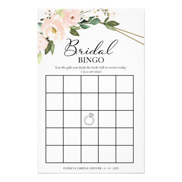 Pink Blush Floral Geometric Bridal Shower Bingo Flyer