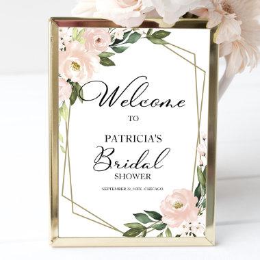 Pink Blush Floral Geometric Bridal Shower Welcome Poster
