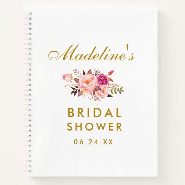 Pink Blush Floral Gold Bridal Shower Gift List Notebook