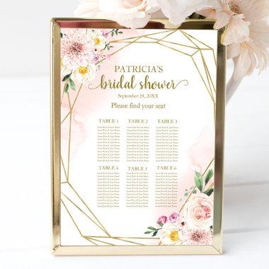 Pink Blush Floral Gold Bridal Shower Seating Chart