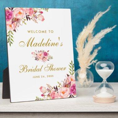 Pink Blush Floral Gold  Welcome Plaque