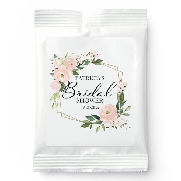 Pink Blush Floral Gold Geometric Bridal Shower Hot Chocolate Drink Mix