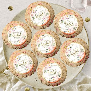 Pink Blush Floral Gold Geometric Bridal Shower Reese's Peanut Butter Cups