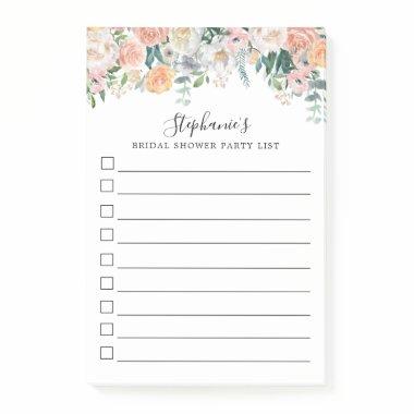 Pink Blush Floral Monogrammed Lined To-Do List Post-it Notes