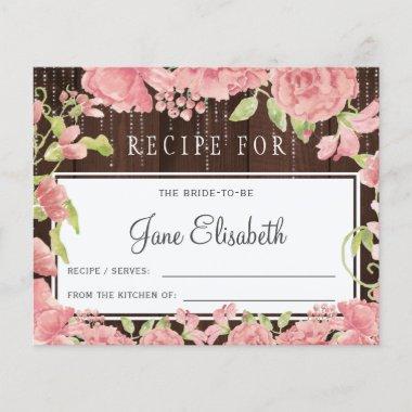 Pink blush floral rustic bride to be recipe Invitations